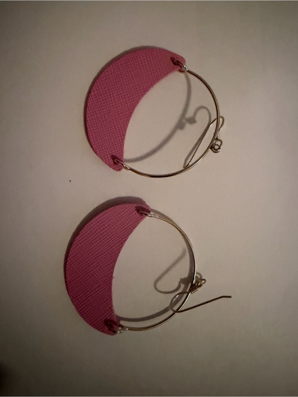 Pink Crescent Hoop Earrings - Elegant Women's Jewelry